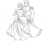 Coloriage cendrillon et son prince