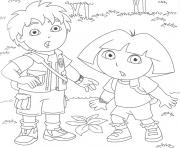 Coloriage dora et diego