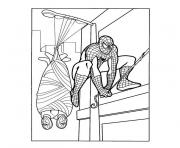 Coloriage spiderman a capturé les deux ennemis