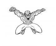 Coloriage spiderman en plein vol