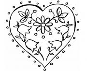 Coloriage coeur et fleur