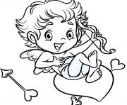 Coloriage cupidon sur un coeur