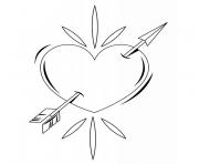 Coloriage coeur d amour transperce par une fleche