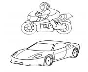 Coloriage moto et voiture