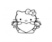 Coloriage hello kitty avec un coeur