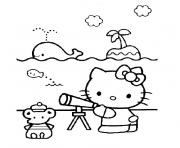 Coloriage hello kitty a la plage