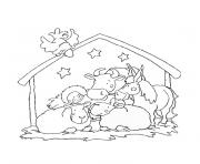 Coloriage creche de noel