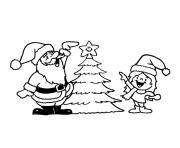 Coloriage pere noel sapin