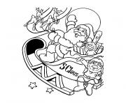 Coloriage pere noel sur traineau