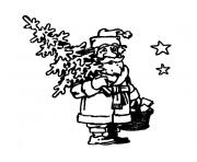 Coloriage sapin et pere noel