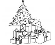 Coloriage sapin de noel avec cadeau