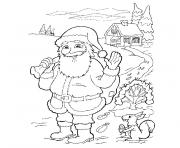 Coloriage pere noel et sa hotte