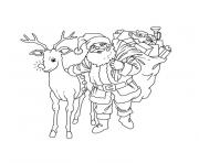 Coloriage pere noel avec ses rennes