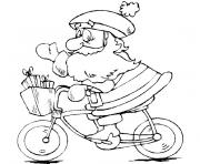 Coloriage pere noel velo