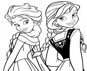 Coloriage Elsa et Anna Reine des neiges