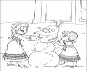 Coloriage les bonhommes de neige elsa anna