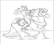 Coloriage prince hans avec son cheval fort