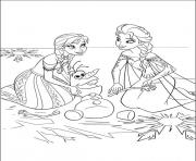 Coloriage anna elsa avec olaf