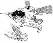 Coloriage quidditch harry balai magique volant