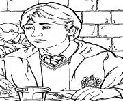 Coloriage Ron Weasley a la cantine de Poudlard