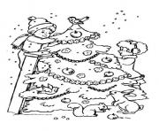 Coloriage sapin de noel guirlandes