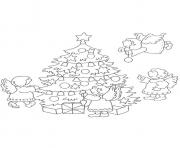 Coloriage sapin de noel anges