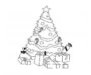 Coloriage sapin cadeaux