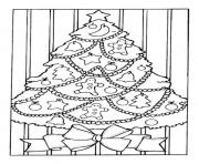 Coloriage sapin de noel guirlandes dessin