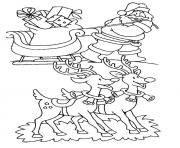 Coloriage pere noel traineau rennes