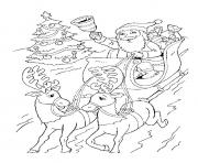 Coloriage pere noel traineau rapide