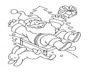 Coloriage pere noel luge glisse