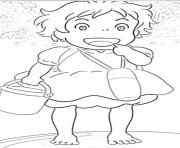 Coloriage ponyo a la plage