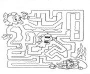 Coloriage labyrinthe jeux nemo poisson