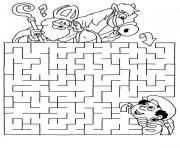 Coloriage labyrinthe jeux cheval