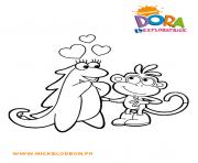 Coloriage dora babouche est amoureux