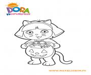 Coloriage dora halloween citrouille