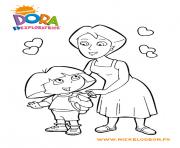 Coloriage dora avec sa maman