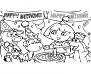 Coloriage anniversaire dora