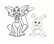 Coloriage lapin et chat