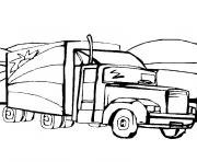 Coloriage camion remorque