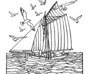 Coloriage mer bateau