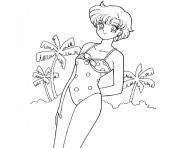 Coloriage fille en maillot de bain