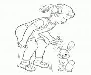 Coloriage petite fille lapin