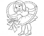 Coloriage petite fille valentine