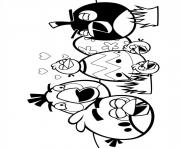 Coloriage angry birds en groupe oeufs la fete