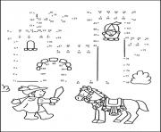 Coloriage point a relier maternelle chevalier et son cheval royaume