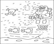 Coloriage points a relier cp pirate et son bateau