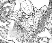 Coloriage spider-man en pleine vitesse