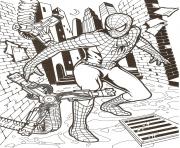 Coloriage spiderman se fait attaque