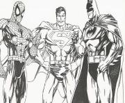 Coloriage batman spiderman superman